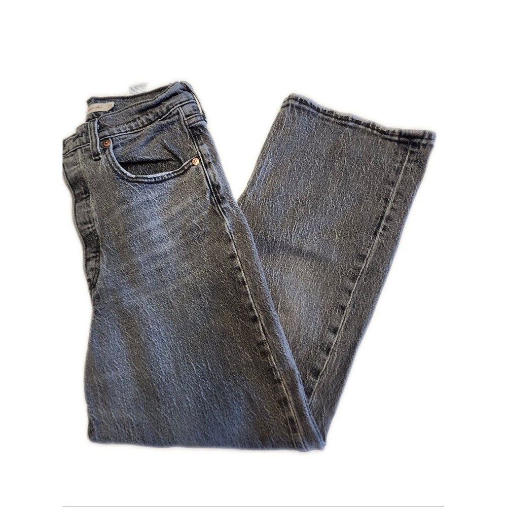 Levi's Premium Ribcage Straight Ankle, Charcoal Gray Wash Jeans, 27